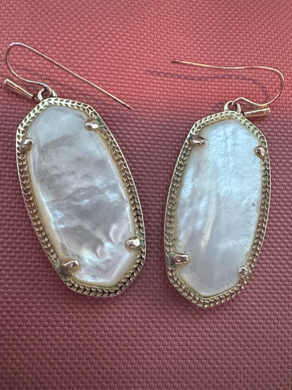 Kendra Scott White Mother-of-Pearl Gold-Trim Drop Earrings